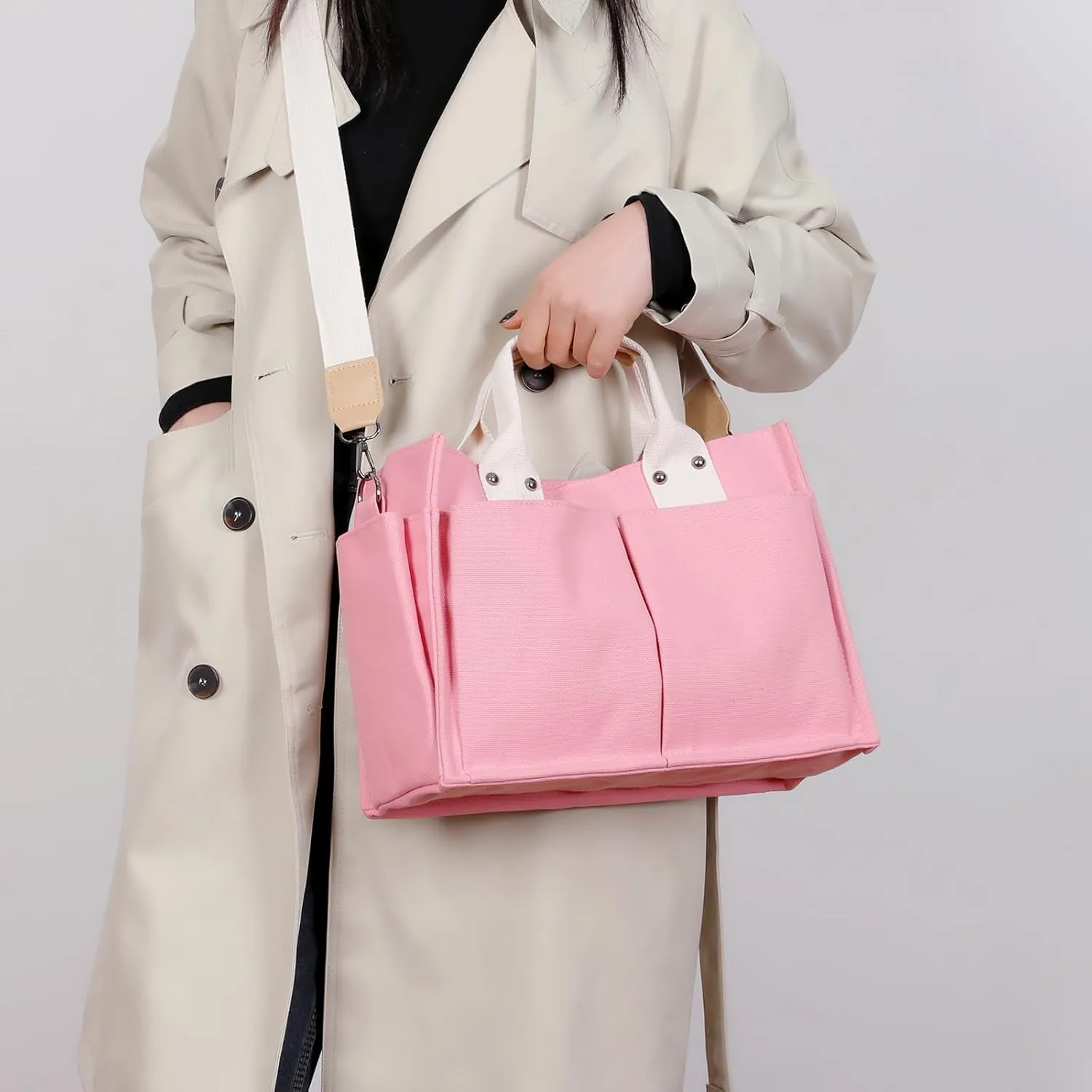 Valleycomfy Canvas Tote Bags for Women Large Shoulder Hobo Bags Handbags Purse Satchel Purses Multi-pockets Casual Work Bags