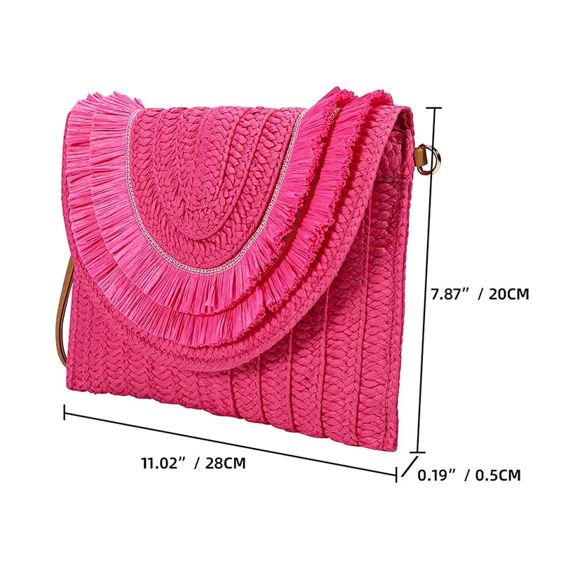 Veloria™ Tassel Flap Straw Bag