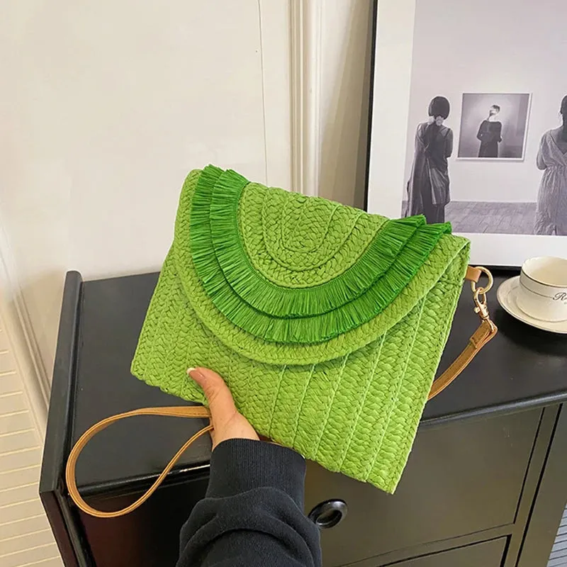 Veloria™ Tassel Flap Straw Bag