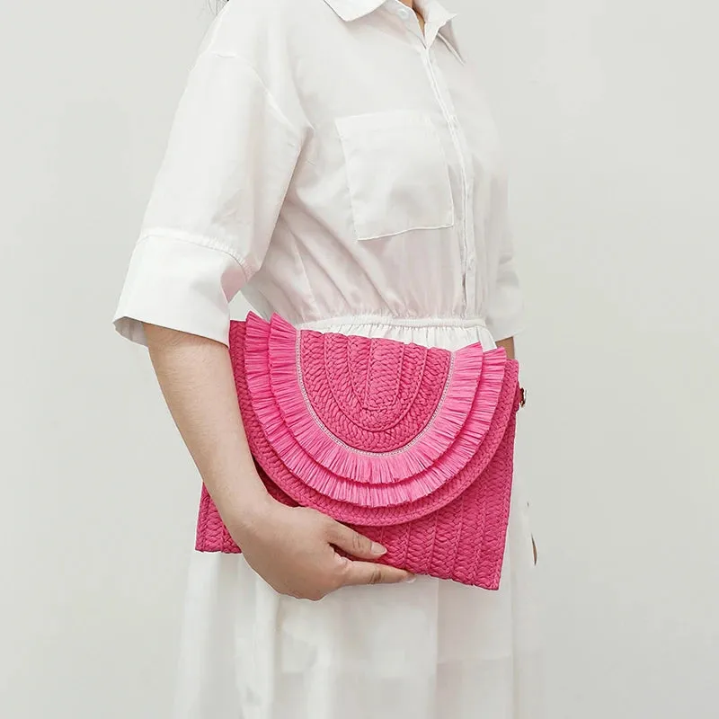 Veloria™ Tassel Flap Straw Bag