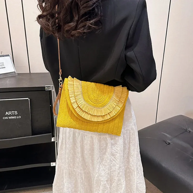 Veloria™ Tassel Flap Straw Bag