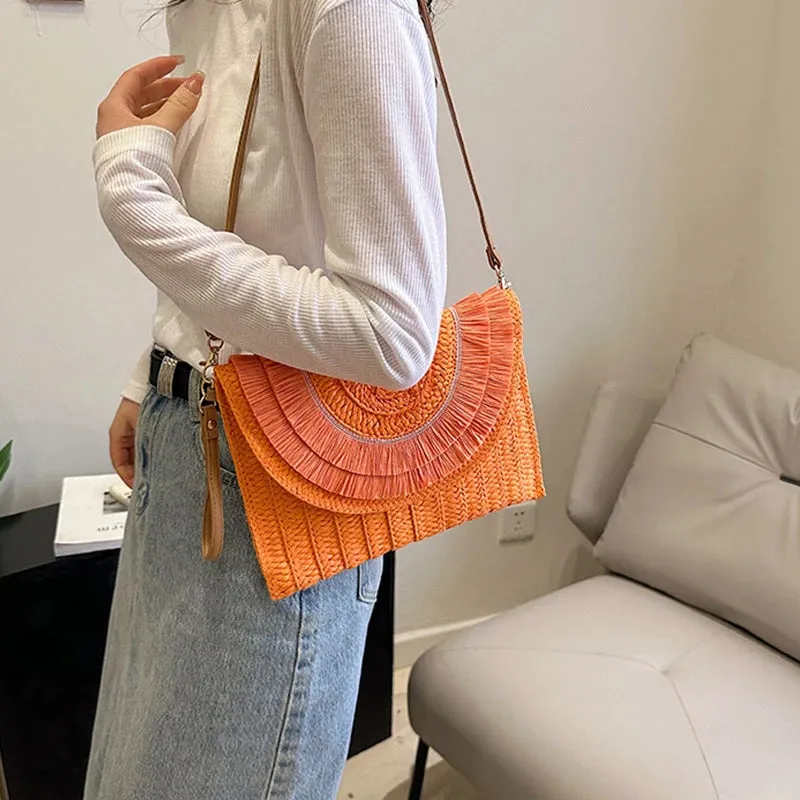 Veloria™ Tassel Flap Straw Bag