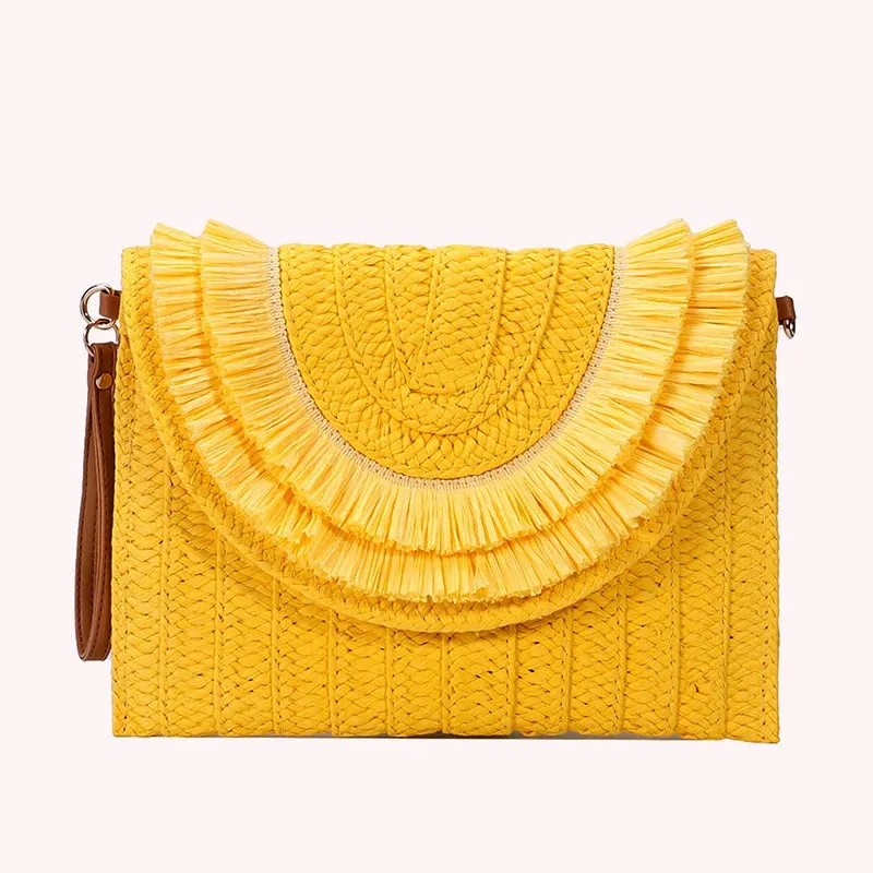 Veloria™ Tassel Flap Straw Bag