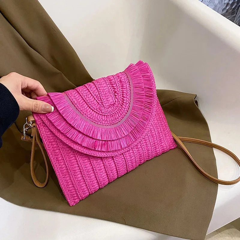 Veloria™ Tassel Flap Straw Bag