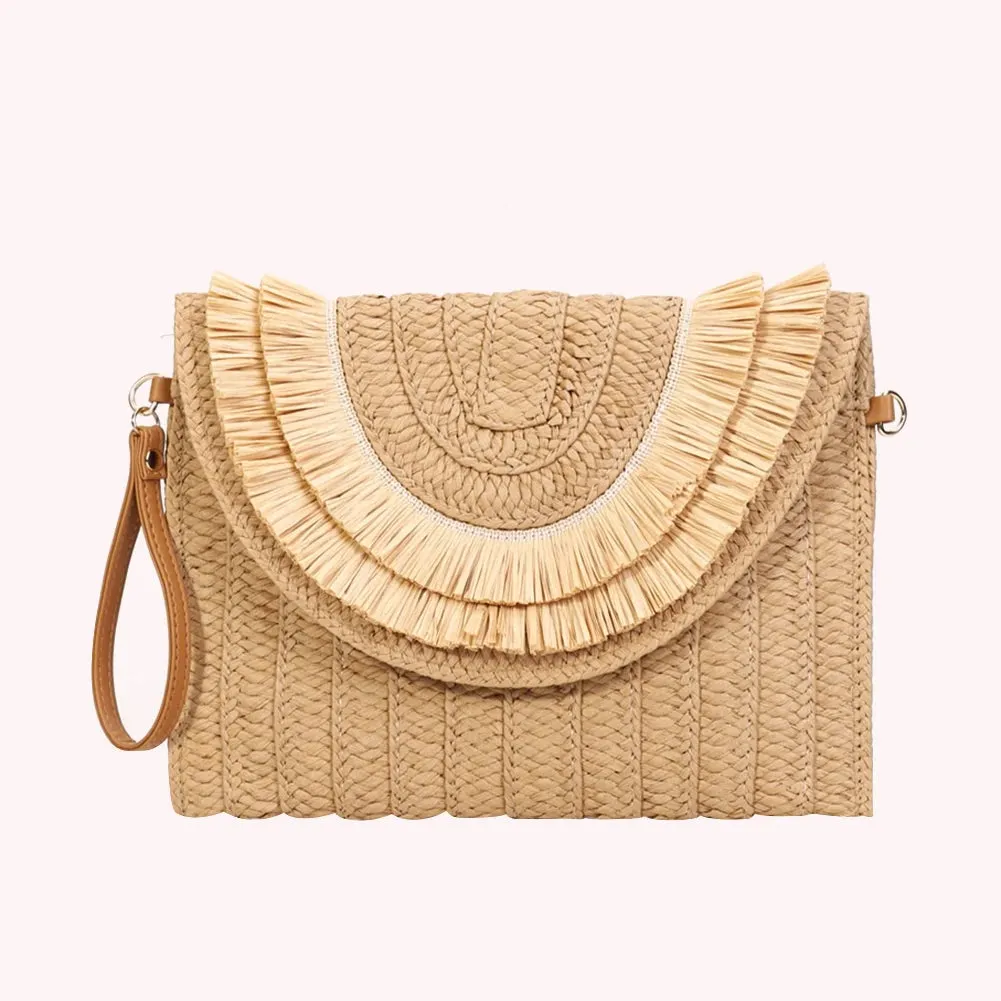 Veloria™ Tassel Flap Straw Bag