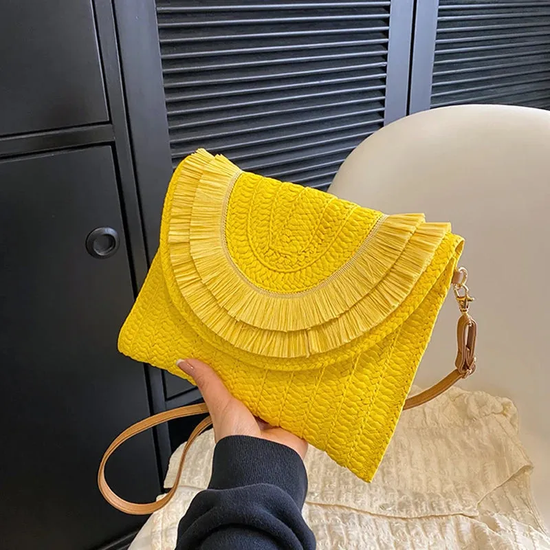 Veloria™ Tassel Flap Straw Bag