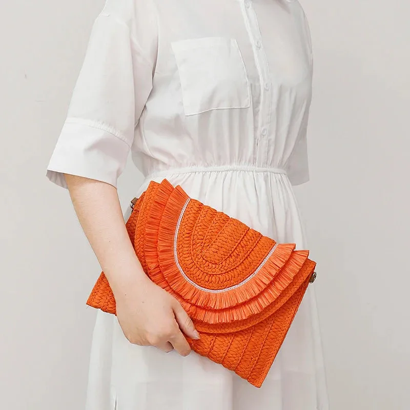 Veloria™ Tassel Flap Straw Bag