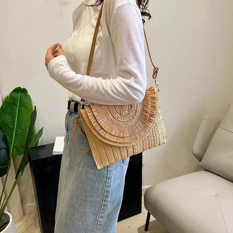 Veloria™ Tassel Flap Straw Bag