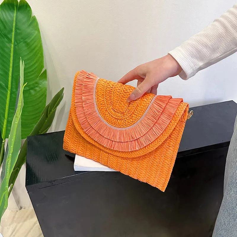Veloria™ Tassel Flap Straw Bag