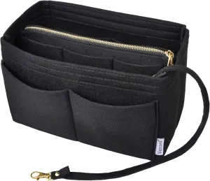 Vercord Felt Organizer Insert For Purse Handbag Tote Bag In Bag Inside Shaper Divider Neo Black Xlarge