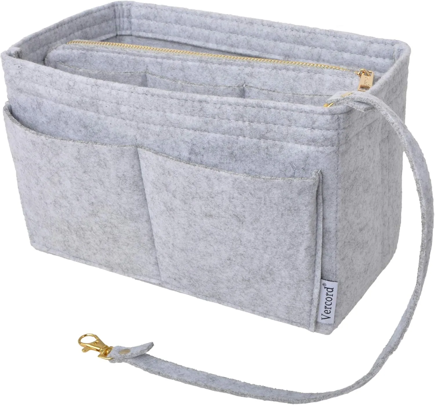 Vercord Felt Organizer Insert For Purse Handbag Tote Bag In Bag Inside Shaper Divider Neo Grey Small