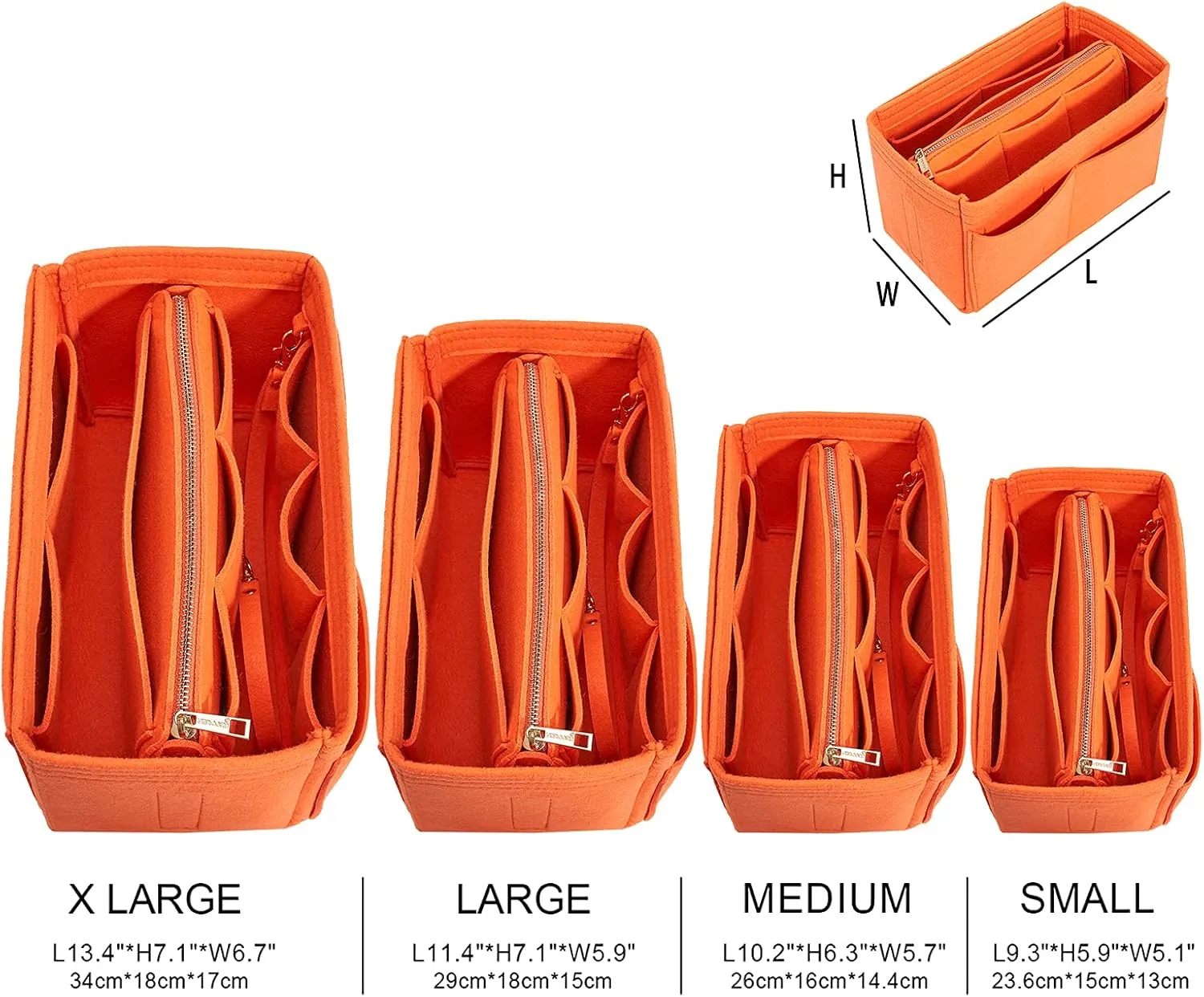 Vercord Felt Organizer Insert For Purse Handbag Tote Bag In Bag Inside Shaper Divider Neo Orange Medium