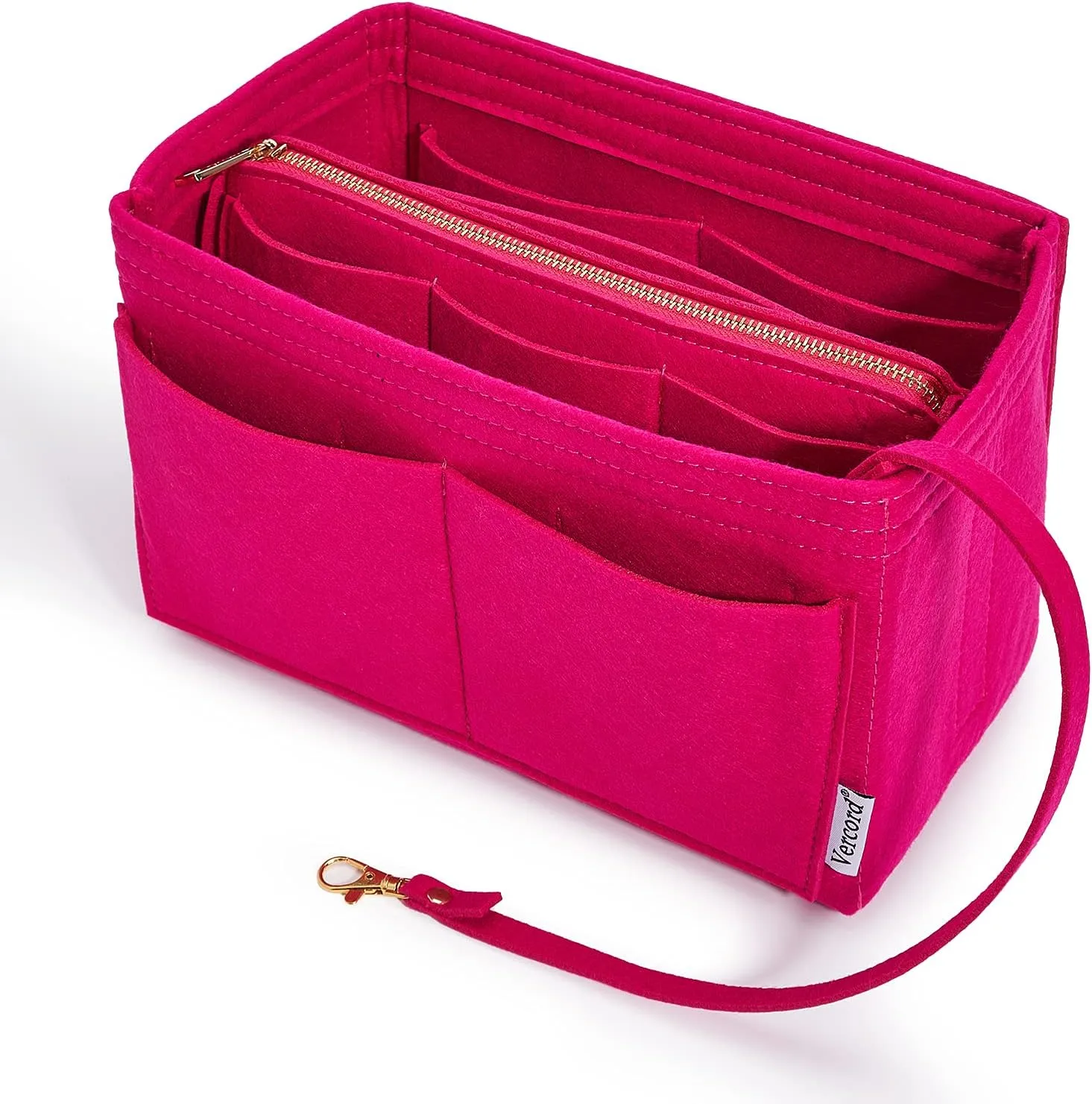 Vercord Felt Organizer Insert For Purse Handbag Tote Bag In Bag Inside Shaper Divider Neo Rose Medium