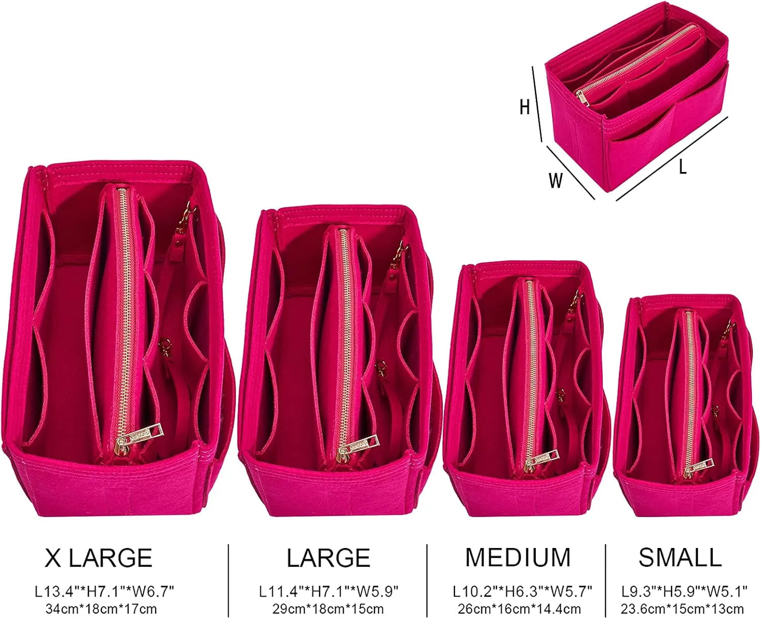 Vercord Felt Organizer Insert For Purse Handbag Tote Bag In Bag Inside Shaper Divider Neo Rose Medium