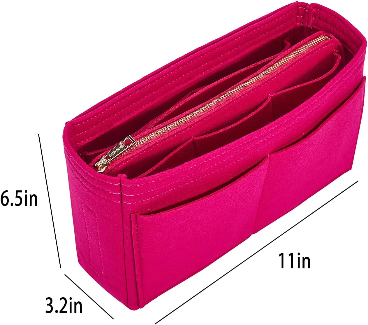 Vercord Felt Organizer Insert For Purse Handbag Tote Bag In Bag Inside Shaper Divider Neo Rose Slender Medium