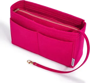 Vercord Felt Organizer Insert For Purse Handbag Tote Bag In Bag Inside Shaper Divider Neo Rose Slender Medium