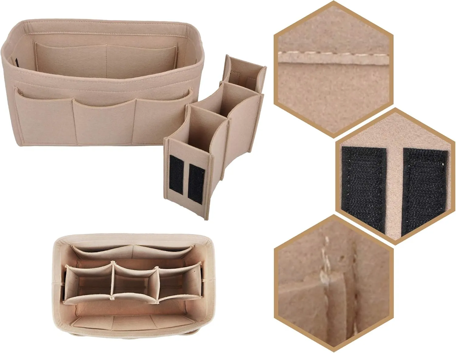 Vercord Felt Purse Organizer Handbag Insert Liner Shaper Bag in Bags for Speedy Neverfull Tote Beige Xlarge