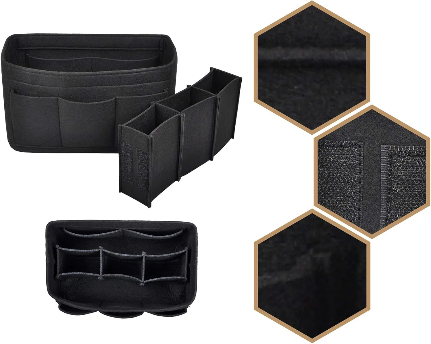 Vercord Felt Purse Organizer Handbag Insert Liner Shaper Bag in Bags for Speedy Neverfull Tote Black Xlarge