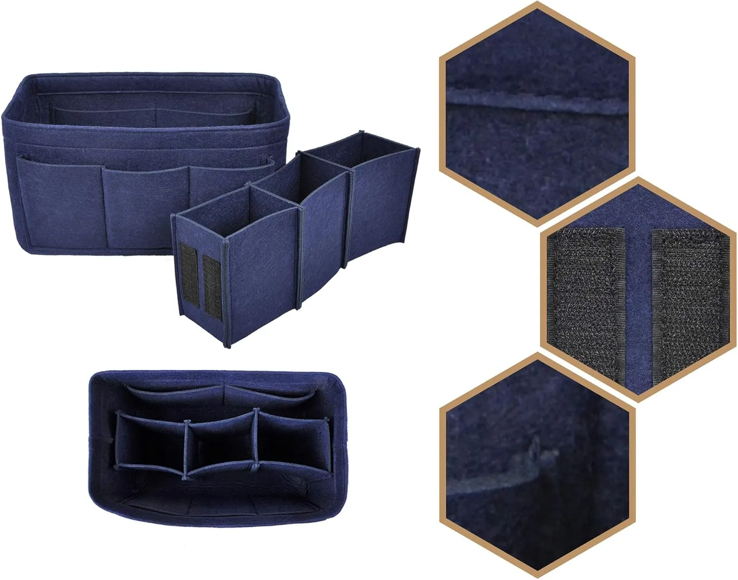 Vercord Felt Purse Organizer Handbag Insert Liner Shaper Bag in Bags for Speedy Neverfull Tote Navy Large