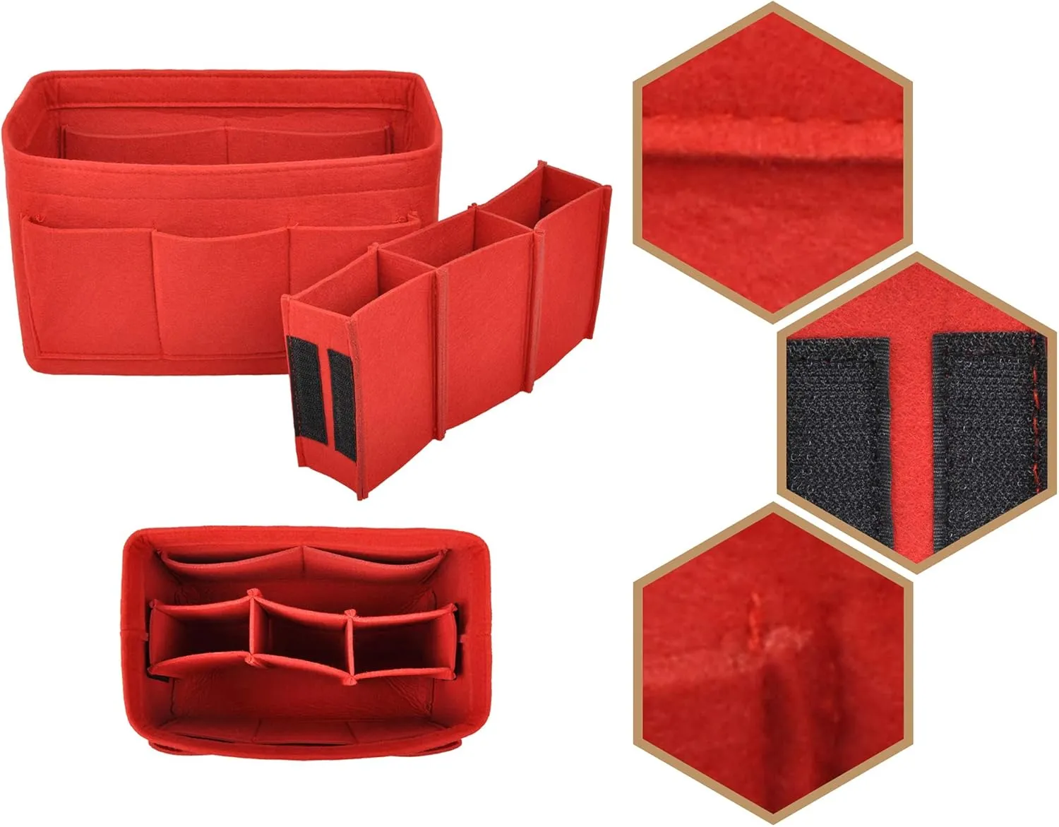 Vercord Felt Purse Organizer Handbag Insert Liner Shaper Bag in Bags for Speedy Neverfull Tote Red Large