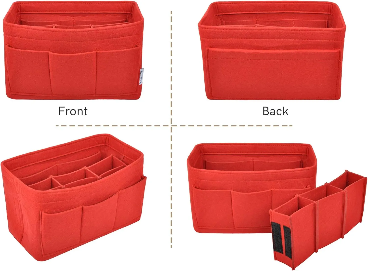 Vercord Felt Purse Organizer Handbag Insert Liner Shaper Bag in Bags for Speedy Neverfull Tote Red Large