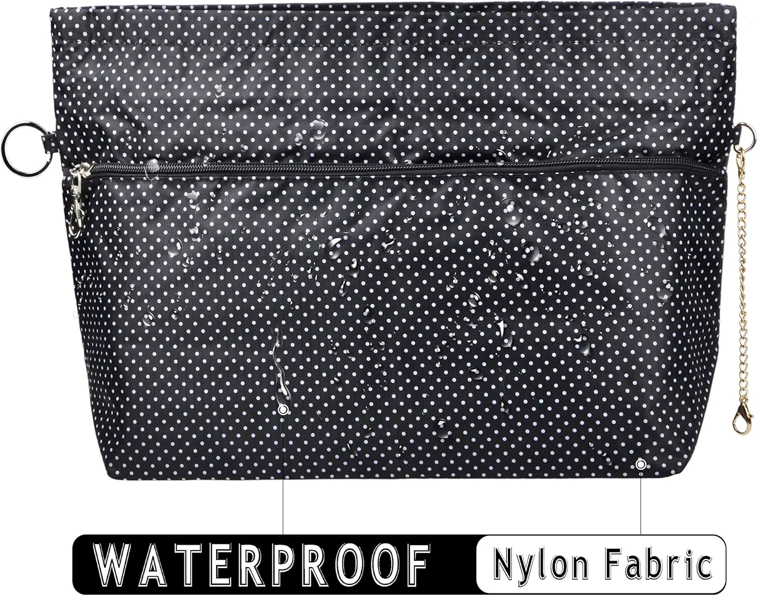 Vercord Handbag Purse Bag Insert Organizers Extra Thick Large Travel Handbag Organizer Black Polka Dot