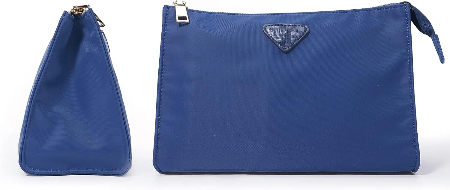 Vercord Nylon Purse Organizer Insert for Hangbags Comestic Storage Toiletry Kit Bag in Bag with Zipper Pocket Sapphire Blue L
