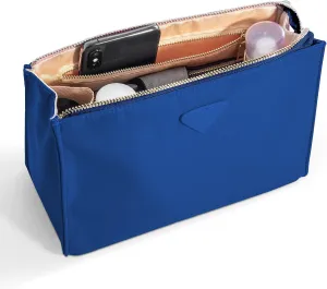 Vercord Nylon Purse Organizer Insert for Hangbags Comestic Storage Toiletry Kit Bag in Bag with Zipper Pocket Sapphire Blue L