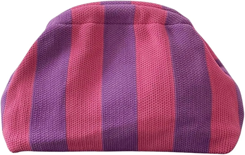 Verdusa Women's Colorblock Clutch Handbags Casual Crochet Bag Small Purse