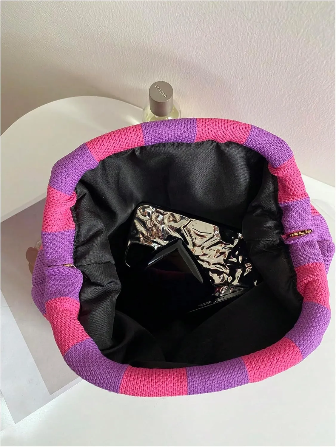 Verdusa Women's Colorblock Clutch Handbags Casual Crochet Bag Small Purse