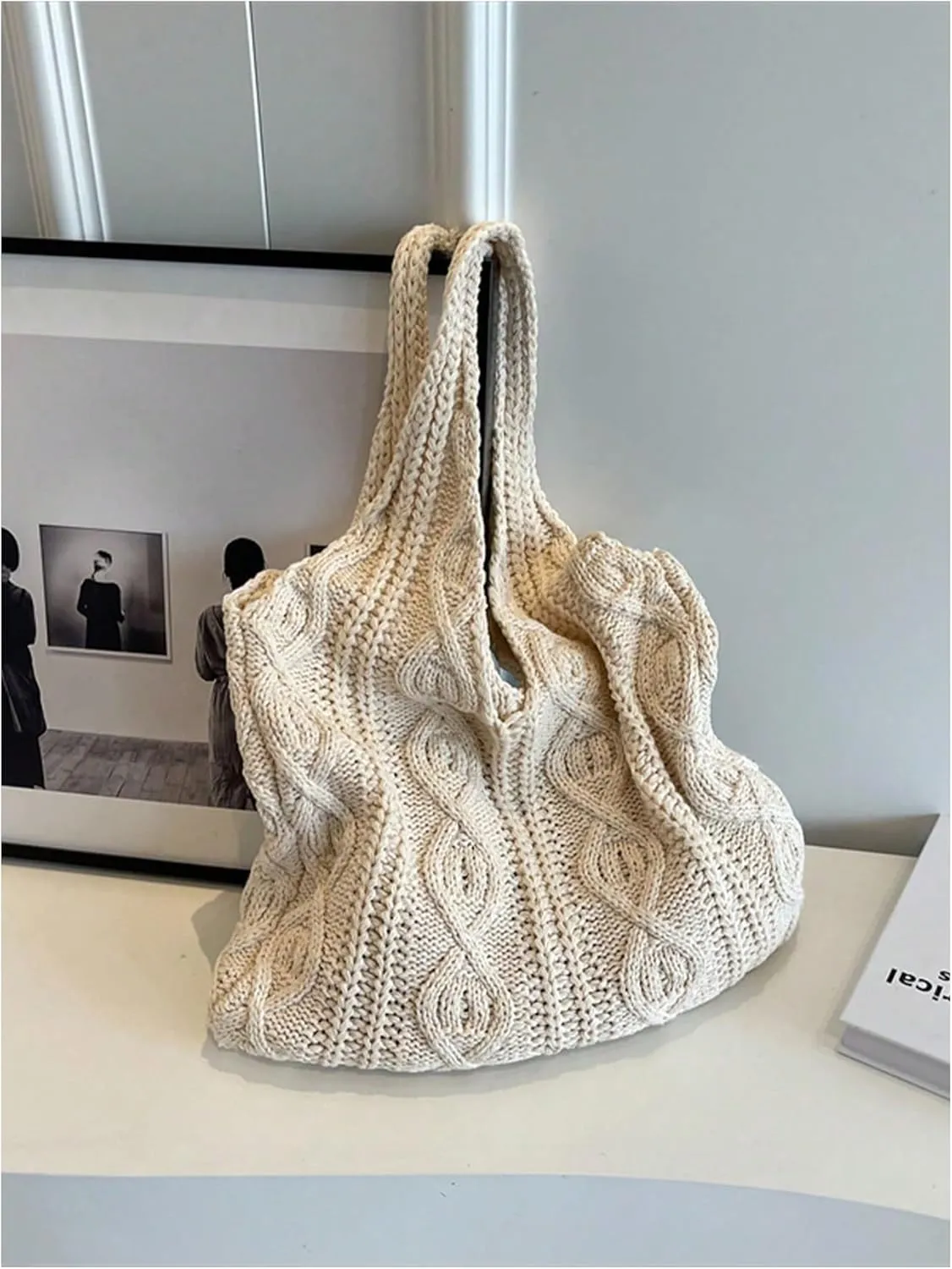 Verdusa Women's Knitted Crochet Shoulder Bags Casual Hobo Tote Bag Shopping Bags