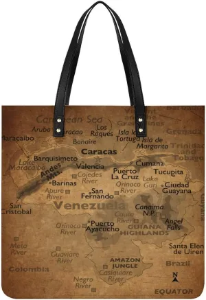 Vintage Maps of Andorras Leather Handbags Shoping Bag Women Large Capacity Beach Bag