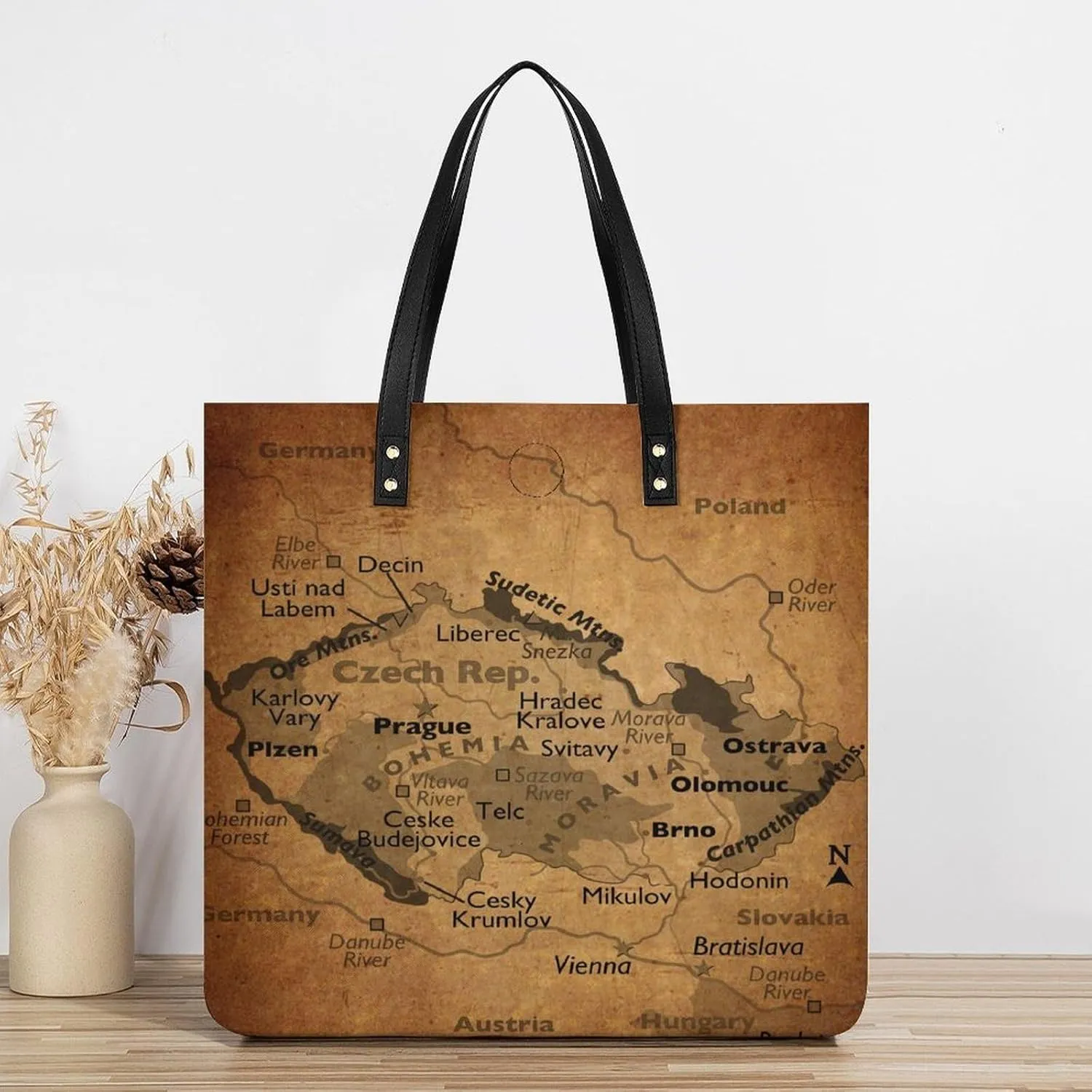 Vintage Maps of Guam Leather Handbags Shoping Bag Women Large Capacity Beach Bag