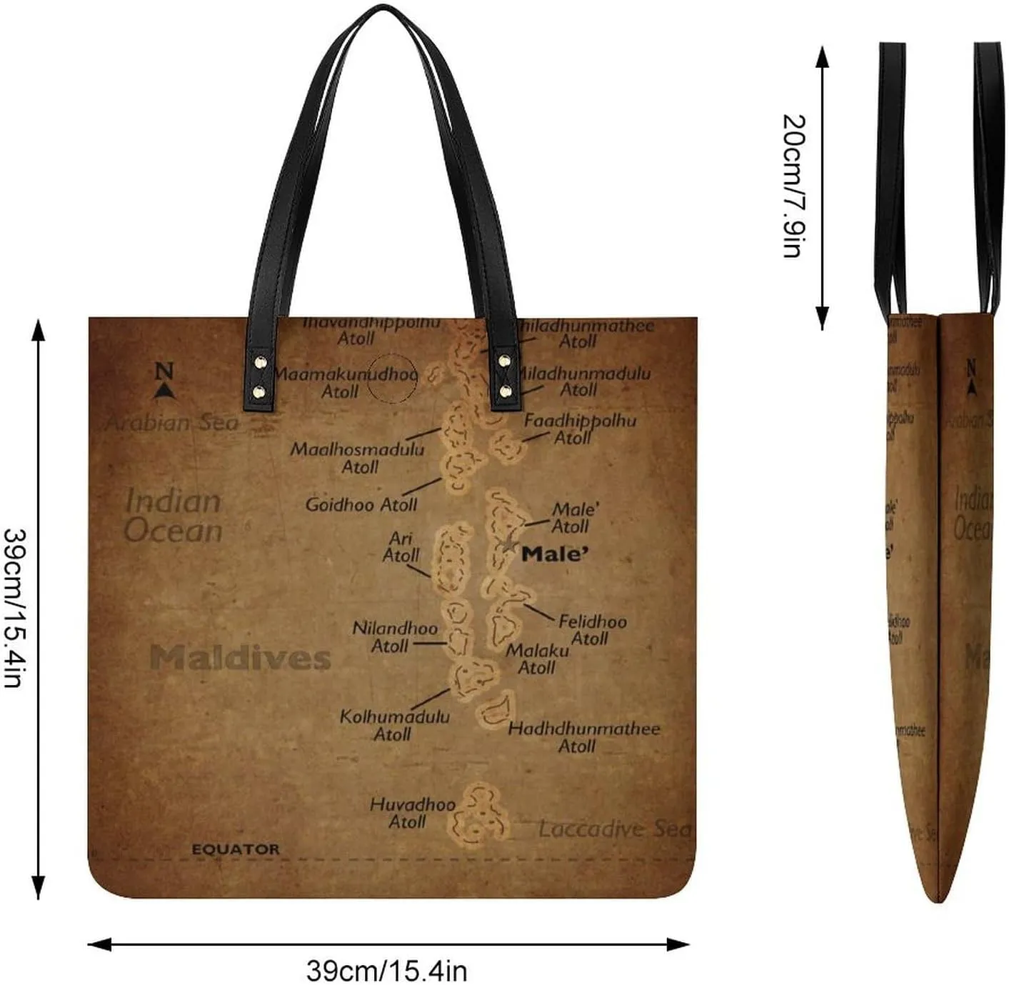 Vintage Maps of of Iran Leather Handbags Shoping Bag Women Large Capacity Beach Bag