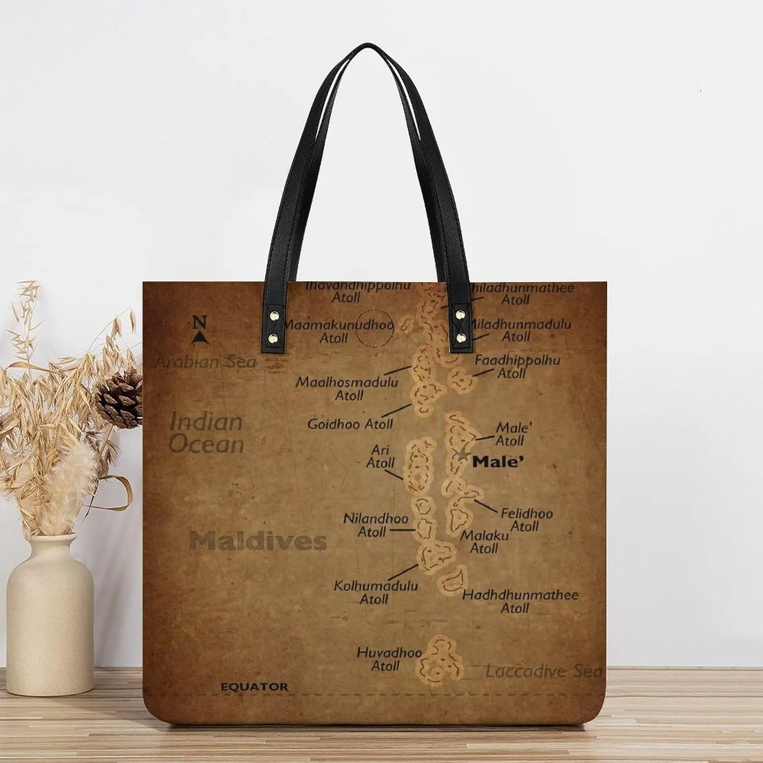 Vintage Maps of of Iran Leather Handbags Shoping Bag Women Large Capacity Beach Bag