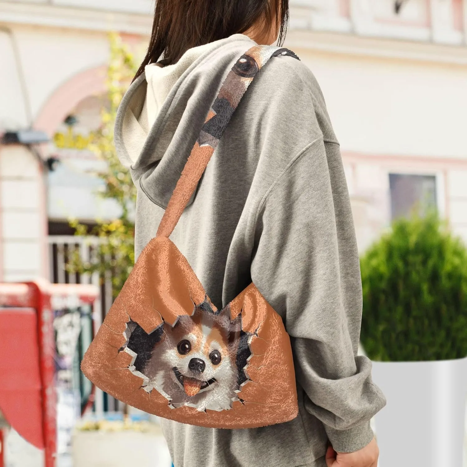 Vintage Scratch Sea Star Womens Handbags Shoulder Bag, Plush Handbag, Autumn Handbags