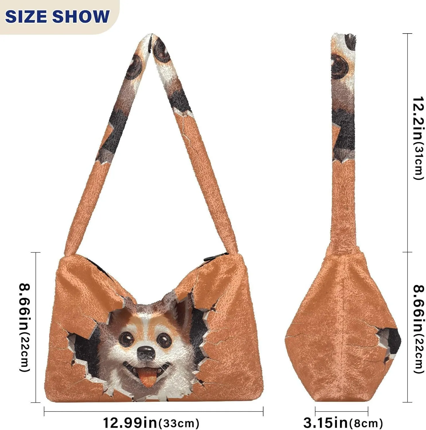 Vintage Scratch Sea Star Womens Handbags Shoulder Bag, Plush Handbag, Autumn Handbags