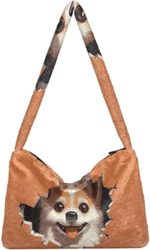 Vintage Scratch Sea Star Womens Handbags Shoulder Bag, Plush Handbag, Autumn Handbags