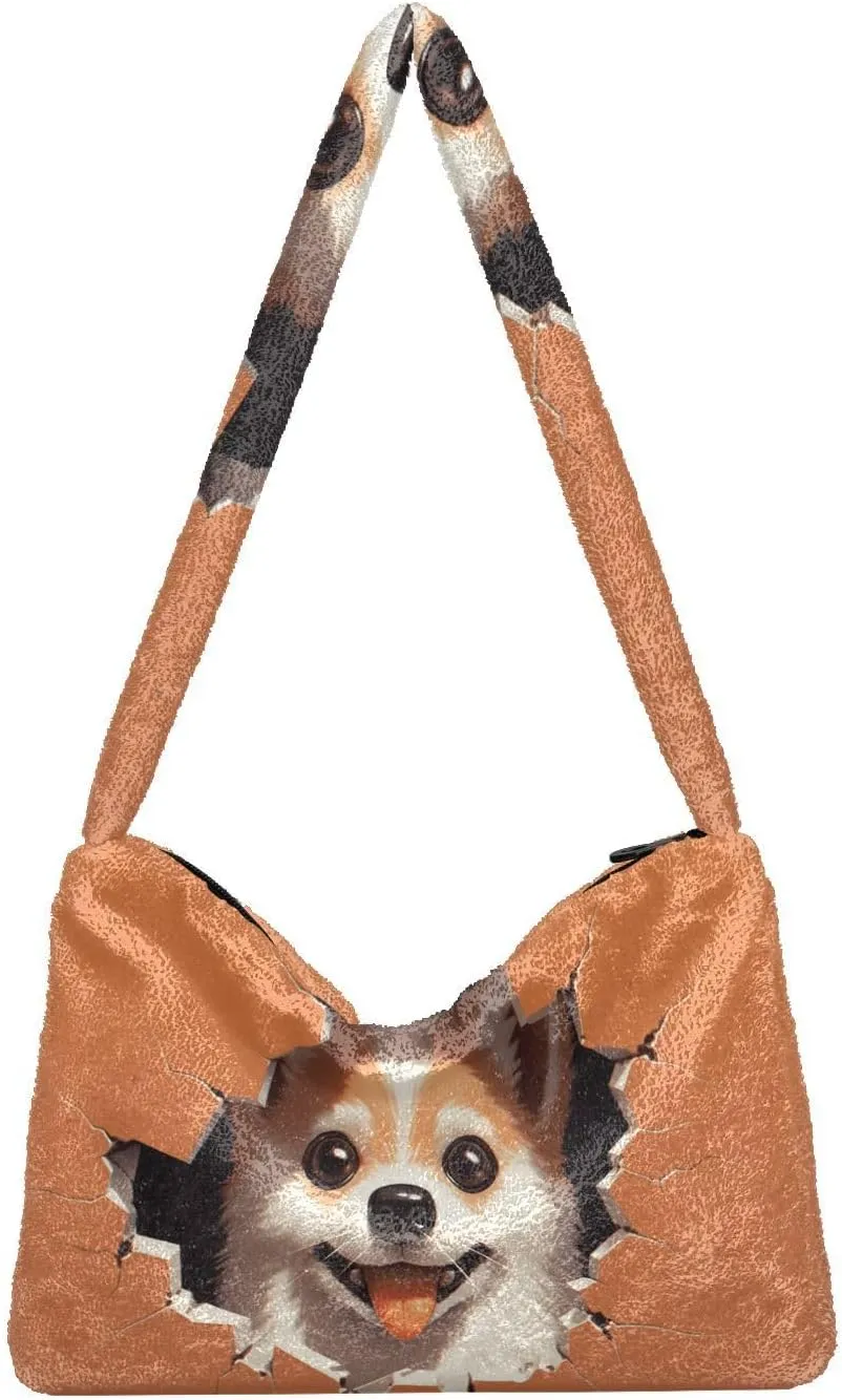Vintage Scratch Sea Star Womens Handbags Shoulder Bag, Plush Handbag, Autumn Handbags