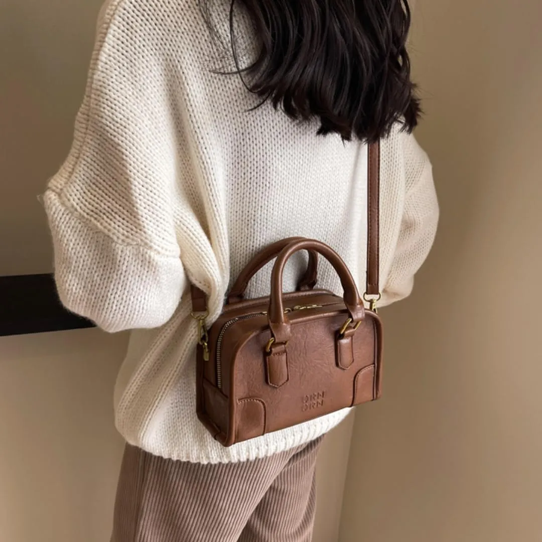 Vintage Square Bag for Women Soft Leather Shoulder Handbags Elegant Crossbody Bag