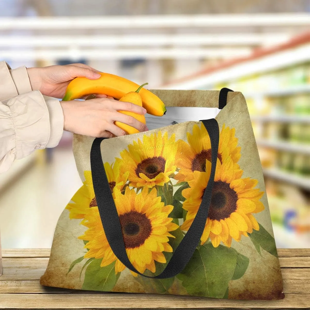 visesunny Fashion Floral Tote Bag with Interior Pocket Lightweight Travel Shoulder Bag Handbag Purse