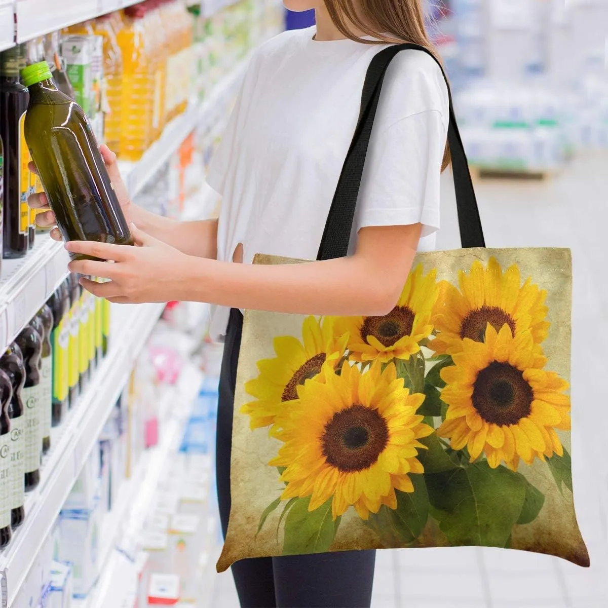 visesunny Fashion Floral Tote Bag with Interior Pocket Lightweight Travel Shoulder Bag Handbag Purse