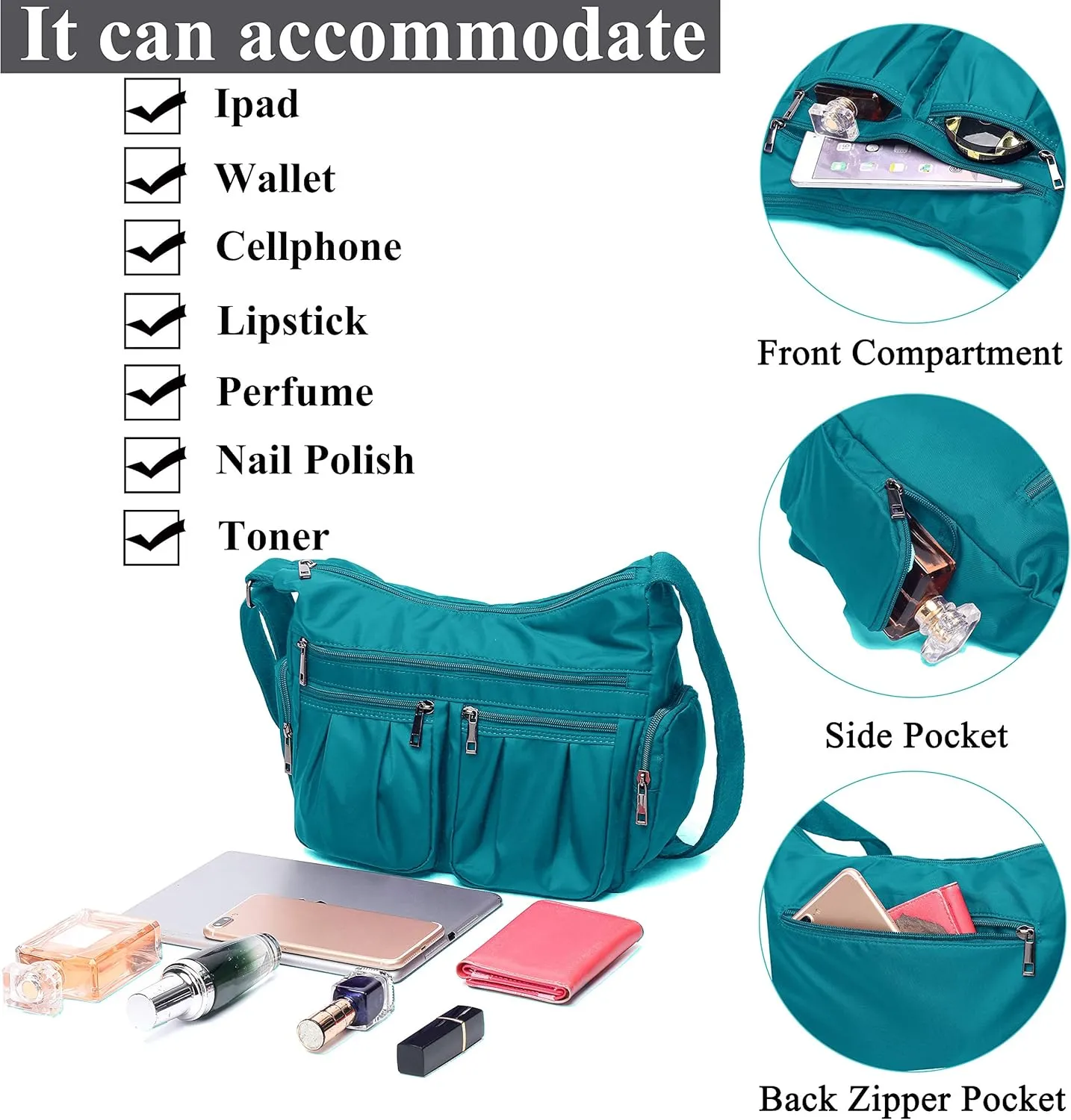 VOLGANIK ROCK Crossbody Purses for Women Shoulder Handbags Lightweight Waterproof Nylon Travel Bag Ladies Pocketbooks