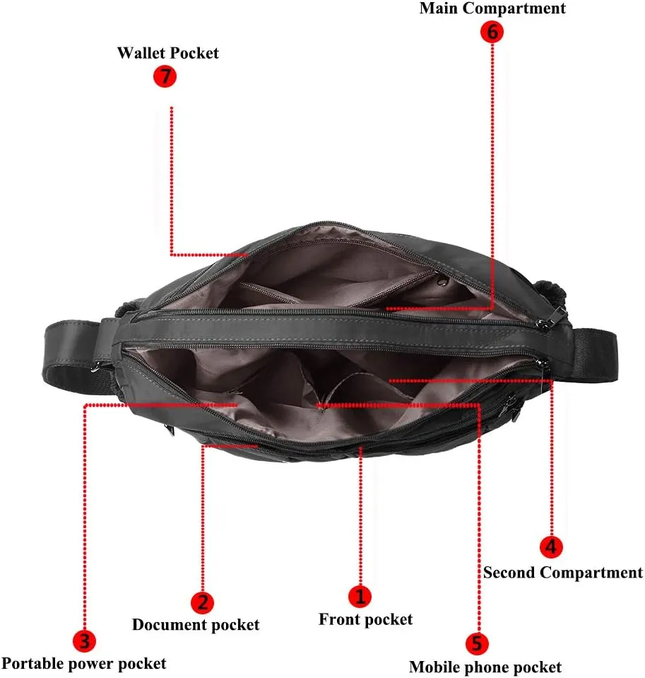 VOLGANIK ROCK Crossbody Purses for Women Shoulder Handbags Lightweight Waterproof Nylon Travel Bag Ladies Pocketbooks