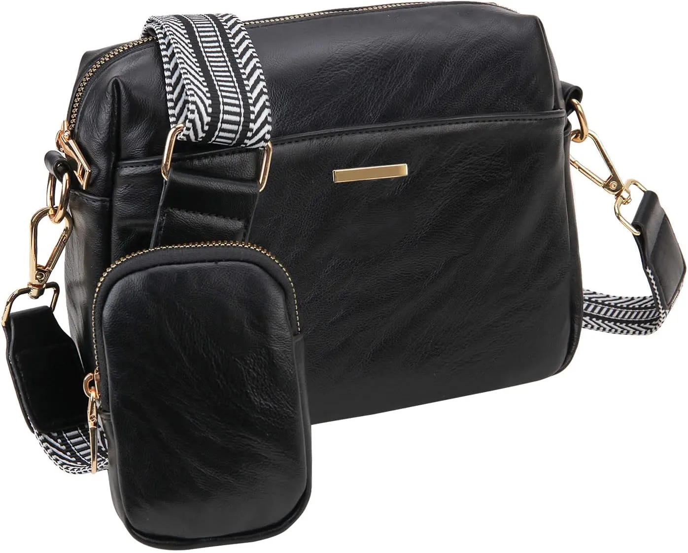 VX VONXURY Small Crossbody Bags for Women, Vegan Soft Pu Leather Triple Zipper Purse Handbags