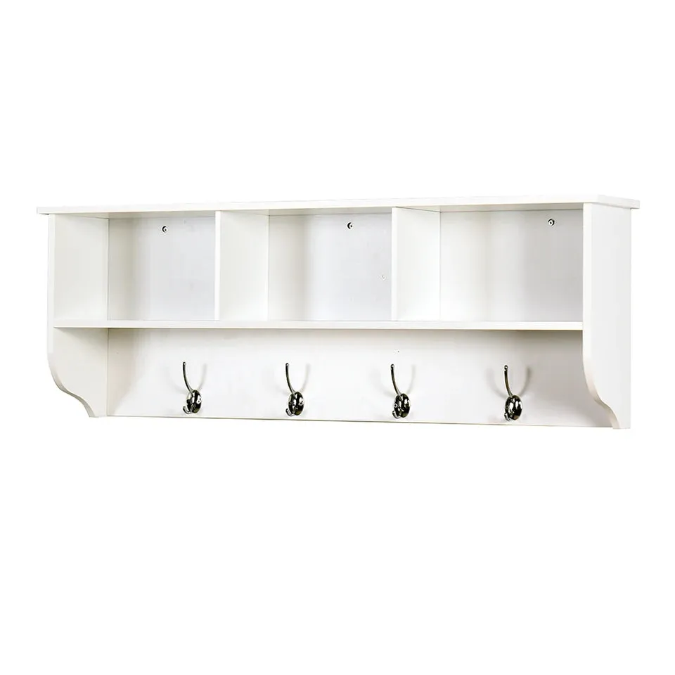 Wall-Mounted Coat Hooks With Storage Shelf &amp; 4 Dual Hooks Rustic Wood Hanging Coat Rack For Kitchen, Bathroom, Entryway