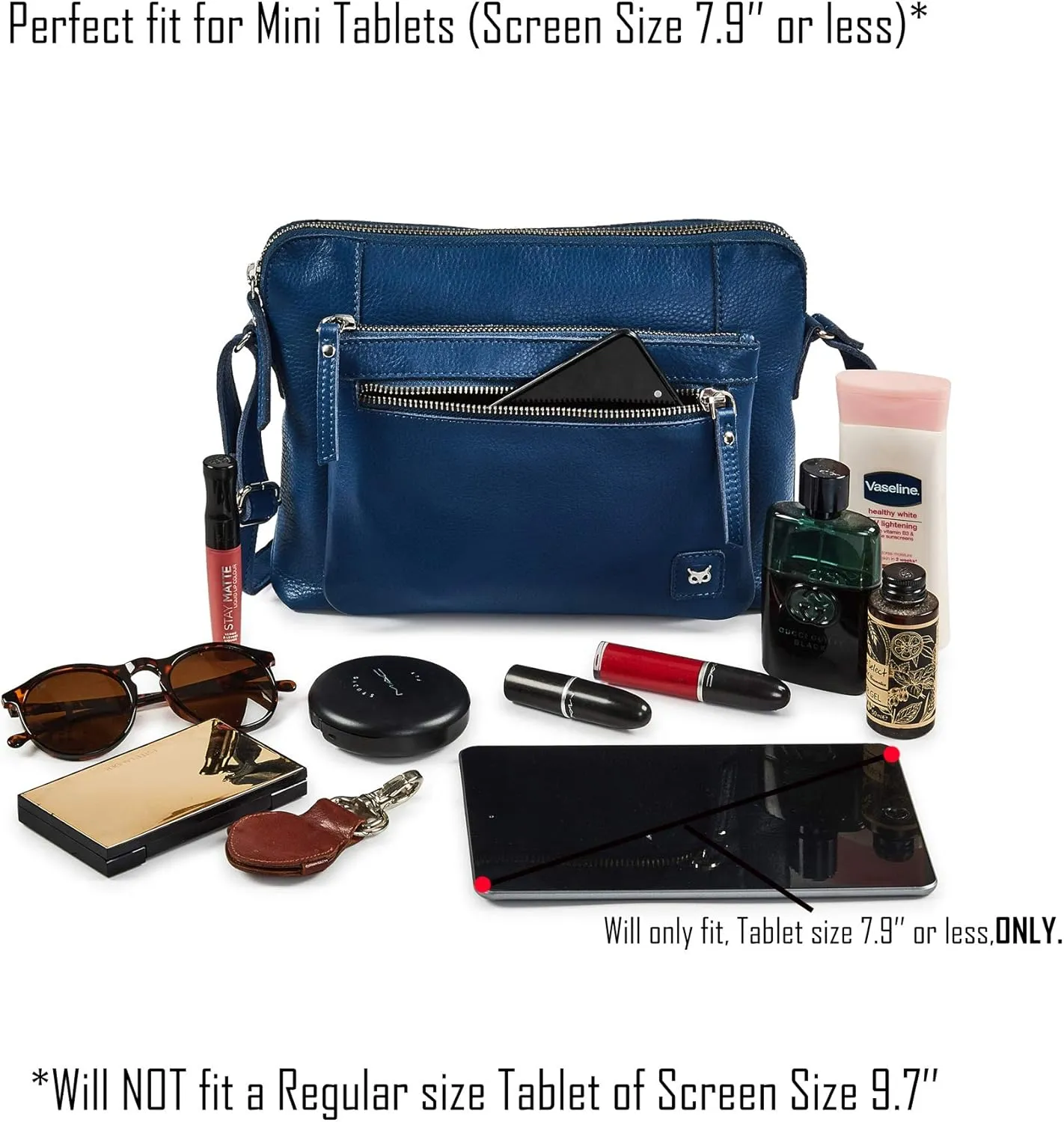 Wise Owl Accessories Small Soft Pebbled Real Leather Crossbody Handbags Purses Sling Crossover Shoulder Bag