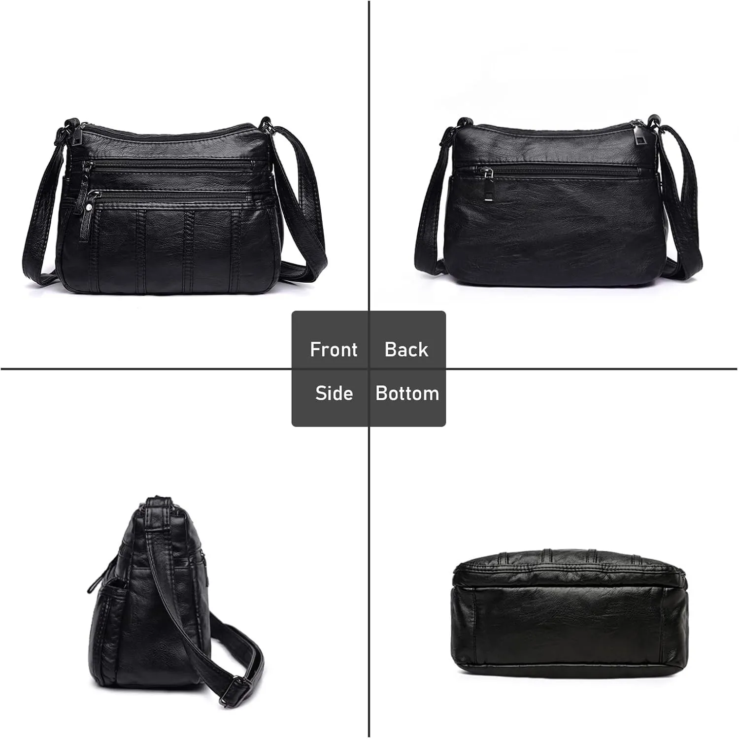 WITERY Crossboby Bag for Women - Soft PU Leather Multi-Pocket Shoulder Handbags Pocketbooks Medium Sized Bag Small Purses