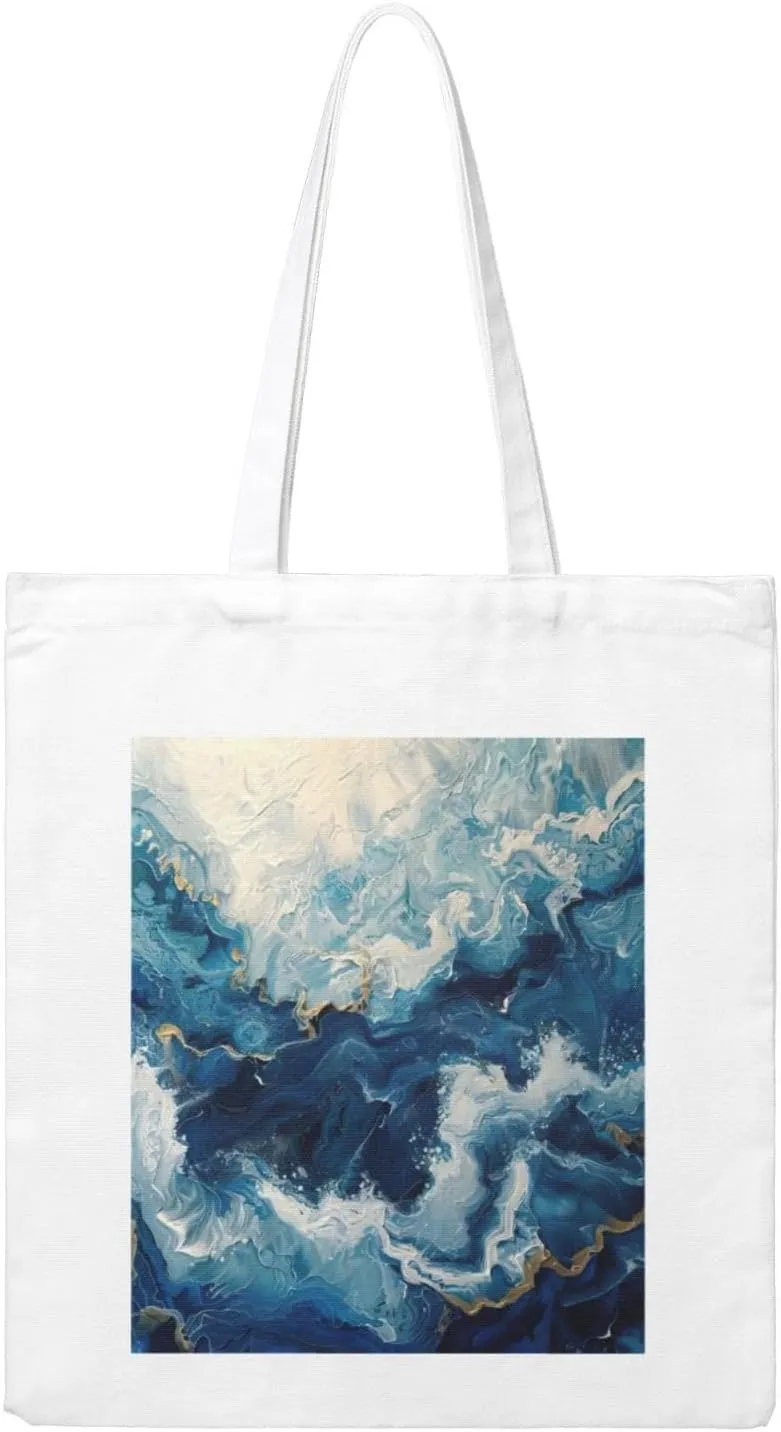WITHIN THE TIDES Print Canvas Tote Bag Reusable Tote Shoulder Bag for Vacation, Shopping, Work, Gym
