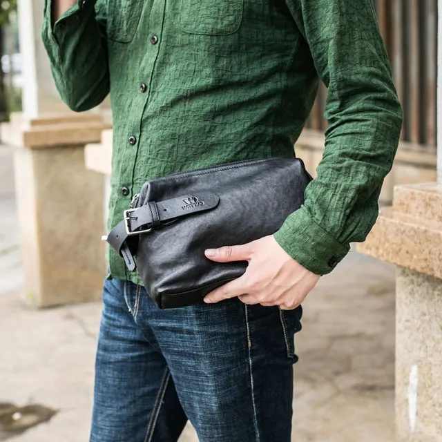 Wmnuo Soft Sheepskin Men Clutch  Bag